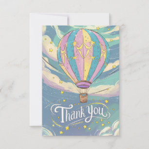 Tarjeta De Agradecimiento Globo de aire caliente de Bonito editable