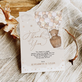 Tarjeta De Agradecimiento Globo de aire caliente de Teddy Bear