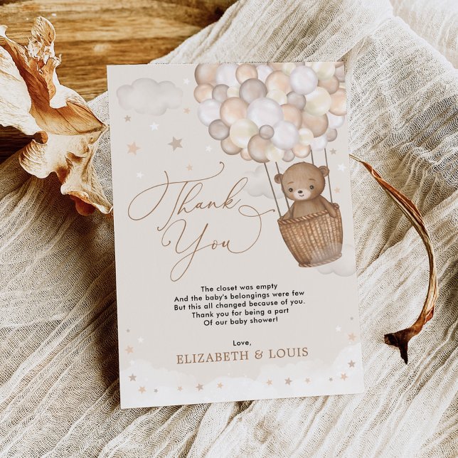 Tarjeta De Agradecimiento Globo de aire caliente de Teddy Bear (Subido por el creador)