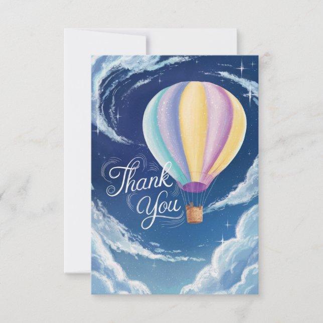 Tarjeta De Agradecimiento Globo de aire fresco con arcoiris (Anverso)