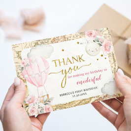 Tarjeta De Agradecimiento Globo de aire rosado no es ella un cumpleaños mara