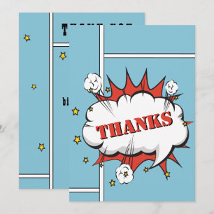 Tarjeta De Agradecimiento Globo de diálogo de cómic de superhéroe Cumpleaños