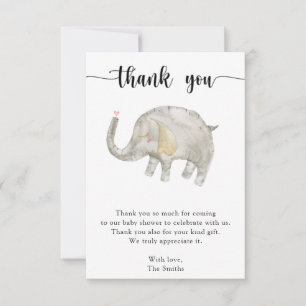 Tarjeta De Agradecimiento Globo de elefante de acuarela gracias