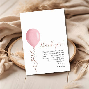 Tarjeta De Agradecimiento Globo rosa minimalista Oh Chica Baby Shower
