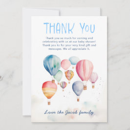 Tarjeta De Agradecimiento Globos acuáticos de aire caliente ducha bebé graci