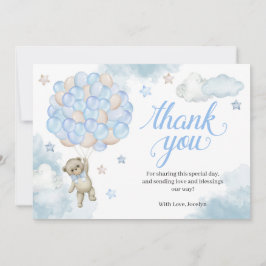 Tarjeta De Agradecimiento Globos azules claros Teddy Bear Baby Shower