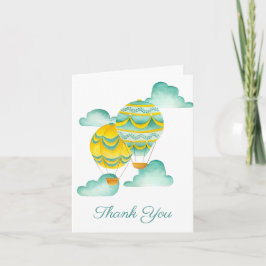Tarjeta De Agradecimiento Globos de aire caliente de amarillo y agua gracias