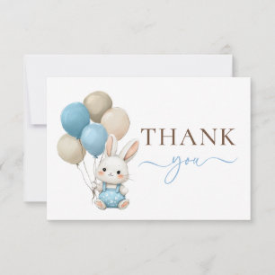 Tarjeta De Agradecimiento Globos de conejo lindo   Baby Shower de Blue Boy