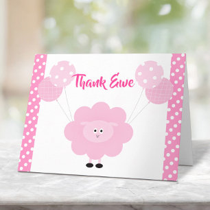 Tarjeta De Agradecimiento Globos de cordero rosa niña baby shower dulce lind