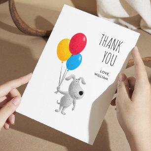 Tarjeta De Agradecimiento Globos de cumpleaños de perro de dibujos animados 