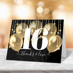 Tarjeta De Agradecimiento Globos de cumpleaños número 16 de lujo para chicas