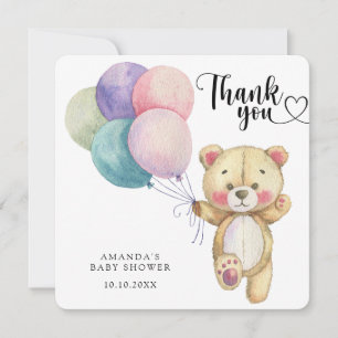 Tarjeta De Agradecimiento Globos de osito de peluche - gracias
