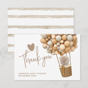 Tarjeta De Agradecimiento Globos de oso Baby Shower moderno neutral de géner