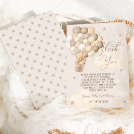 Tarjeta De Agradecimiento Globos de oso marrón agarrando Baby Shower de espe