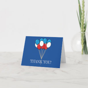 Tarjeta De Agradecimiento Globos patrióticos de Blue White Red   Personaliza