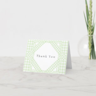 Tarjeta De Agradecimiento Glorioso Green Gingham ThanK You