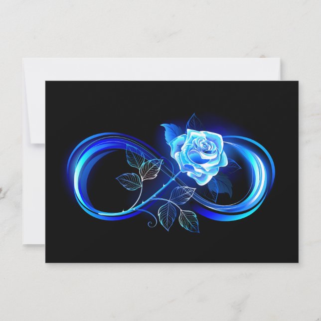 Tarjeta De Agradecimiento Glowing infinity with blue rose (Anverso)