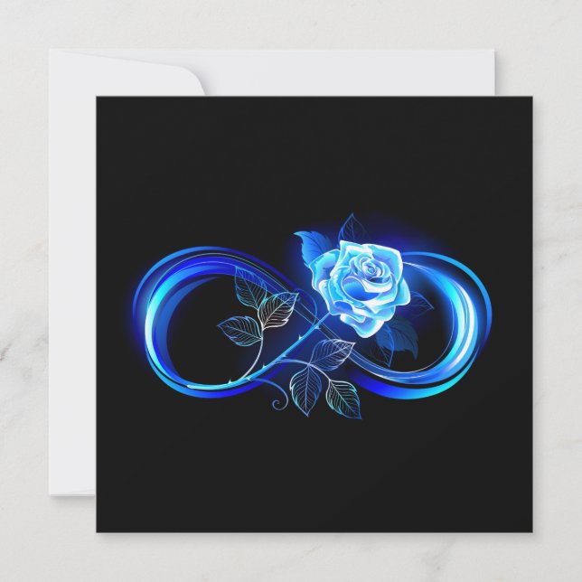 Tarjeta De Agradecimiento Glowing infinity with blue rose (Anverso)