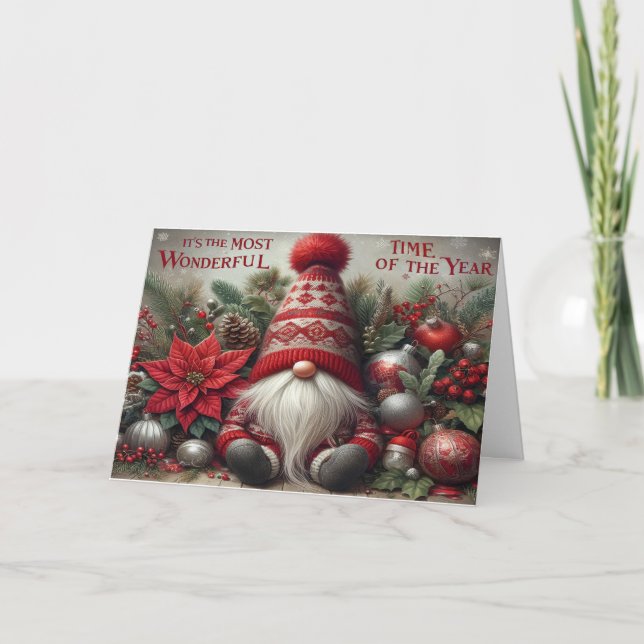 Tarjeta De Agradecimiento Gnome for the Holidays Christmas Card (Anverso)