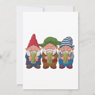 Tarjeta De Agradecimiento Gnomos Divertidos Sosteniendo una Bebida de Matcha