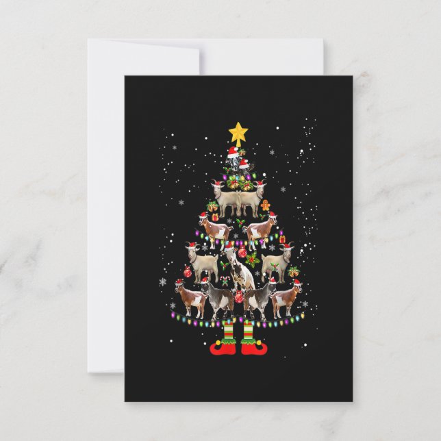 Tarjeta De Agradecimiento Goat Christmas Tree Snow Funny Goat Xmas Matching (Anverso)