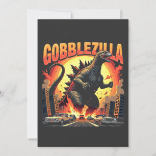 Tarjeta De Agradecimiento Gobblezilla Spooky Turquía Acción de Gracias Gobbl