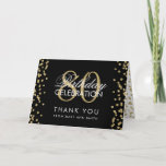 Tarjeta De Agradecimiento Gold Black 80th Birthday Gracias Purpurina<br><div class="desc">Elegante Purpurina Confetti Black de la Fiesta del Oro del 80 de Nacimiento. Fácil de usar y fácil de personalizar. ¡No te quedes sin el tuyo!</div>