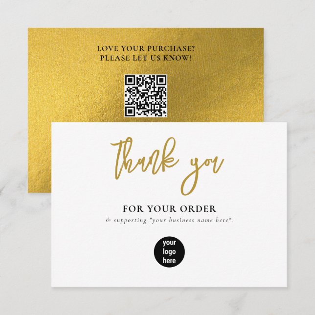 Tarjeta De Agradecimiento Gold Business Gracias Logo Social Media (Anverso / Reverso)
