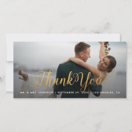 Tarjeta De Agradecimiento Gold Calligraphy Photo Thank You Tall Card