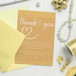 Tarjeta De Agradecimiento Gold Confetti Thank You Heart Script