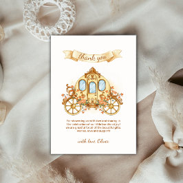 Tarjeta De Agradecimiento Gold Elegant Flower Prince Carriage Baby Shower