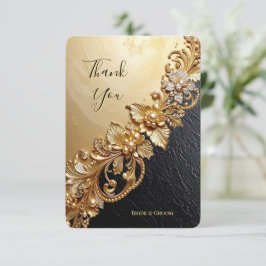 Tarjeta De Agradecimiento Gold Floral Embellishments Thank You Card