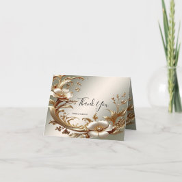 Tarjeta De Agradecimiento Gold Floral Thank You Card