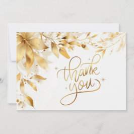 Tarjeta De Agradecimiento Gold Floral Wedding Thank You Card
