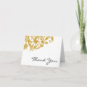 Tarjeta De Agradecimiento Gold Flourish Swirl Gracias