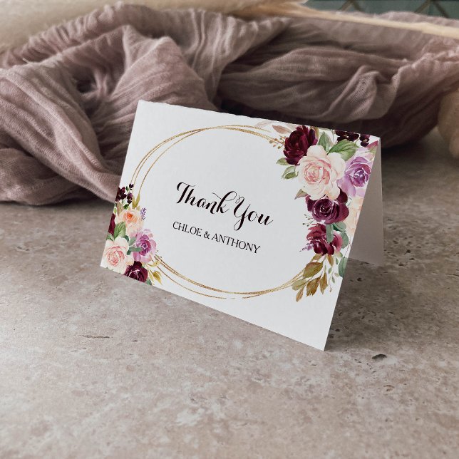 Tarjeta de agradecimiento Gold Geométrico Burgundy (Subido por el creador)