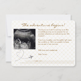 Tarjeta De Agradecimiento Gold Globe Passport Travel Baby Shower