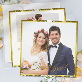 Tarjeta De Agradecimiento Gold Green Damask Wedding