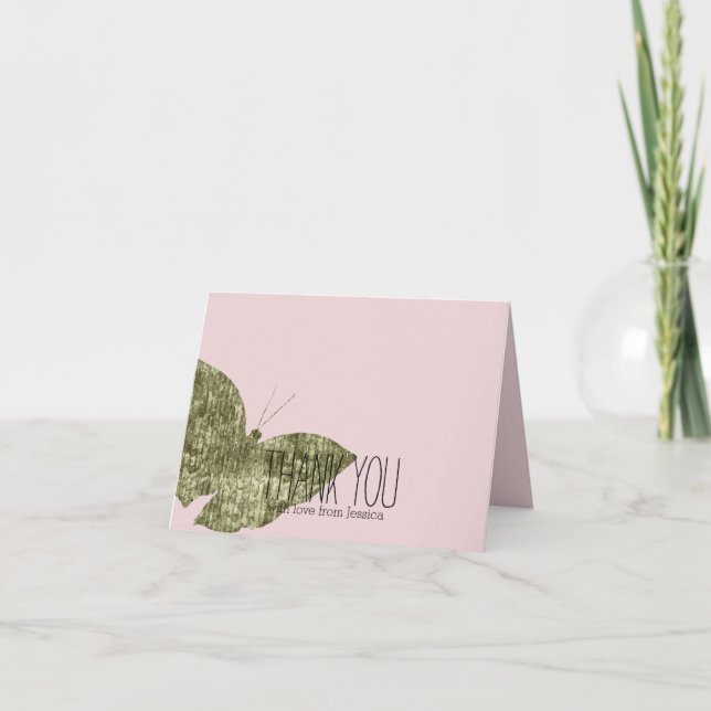 Tarjeta De Agradecimiento Gold Jewel Butterfly Thank you (Anverso)