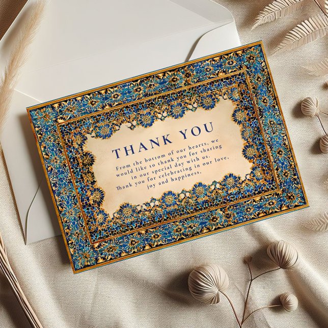 Tarjeta De Agradecimiento Gold Mosaic Islamic Wedding (Subido por el creador)