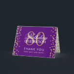 Tarjeta De Agradecimiento Gold Purple 80th Birthday Gracias Purpurina<br><div class="desc">Elegante Purpurina Confetti Purple de la Fiesta del Oro del 80 aniversario. Fácil de usar y fácil de personalizar. ¡No te quedes sin el tuyo!</div>