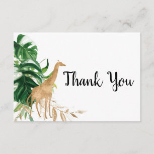 Tarjeta de agradecimiento Gold Safari Baby Shower