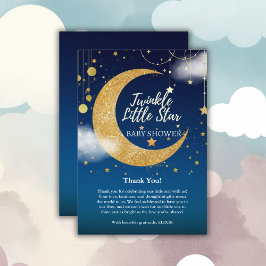 Tarjeta De Agradecimiento Gold Twinkle Little Star Dreamy Baby Shower