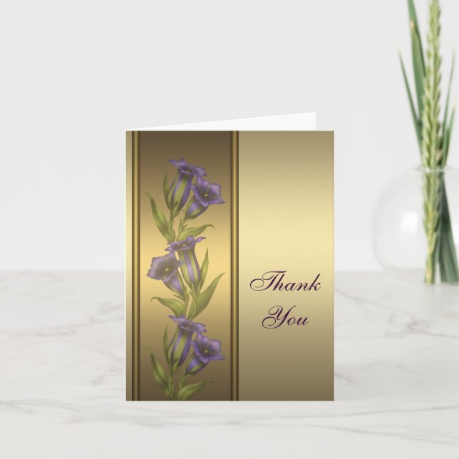 Tarjeta de agradecimiento Gold Violets Purple Gold (Anverso)