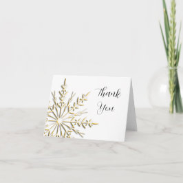 Tarjeta De Agradecimiento Gold Winter Snowflake on White Thank You
