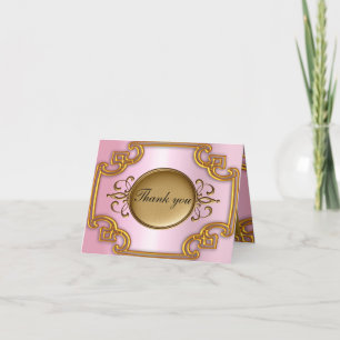 Tarjeta de agradecimiento Gold y Pink Añadir su pr