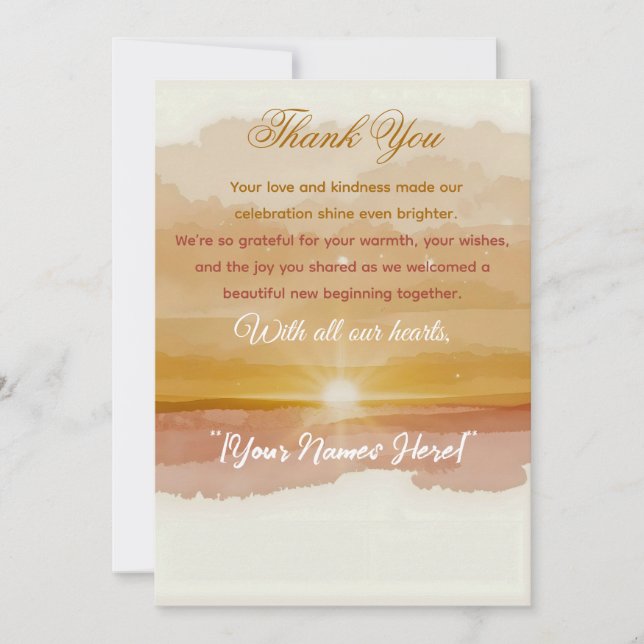 Tarjeta De Agradecimiento Golden Dawn Thank-You Card – Elegant New Year Grat (Anverso)