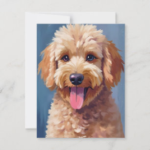 Tarjeta De Agradecimiento Golden Doodle Pintura en Acuarela de Mascota Per