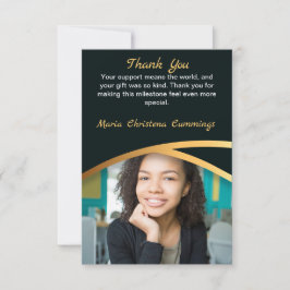 Tarjeta De Agradecimiento Golden Elegance Class Of Photo Graduation