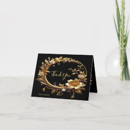 Tarjeta De Agradecimiento Golden Floral Ornate Frame Thank You Card